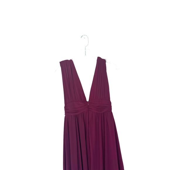 Lulus Heavenly Hues Burgundy Formal Chiffon V-neck Maxi Dress Size Small - Picture 7 of 11